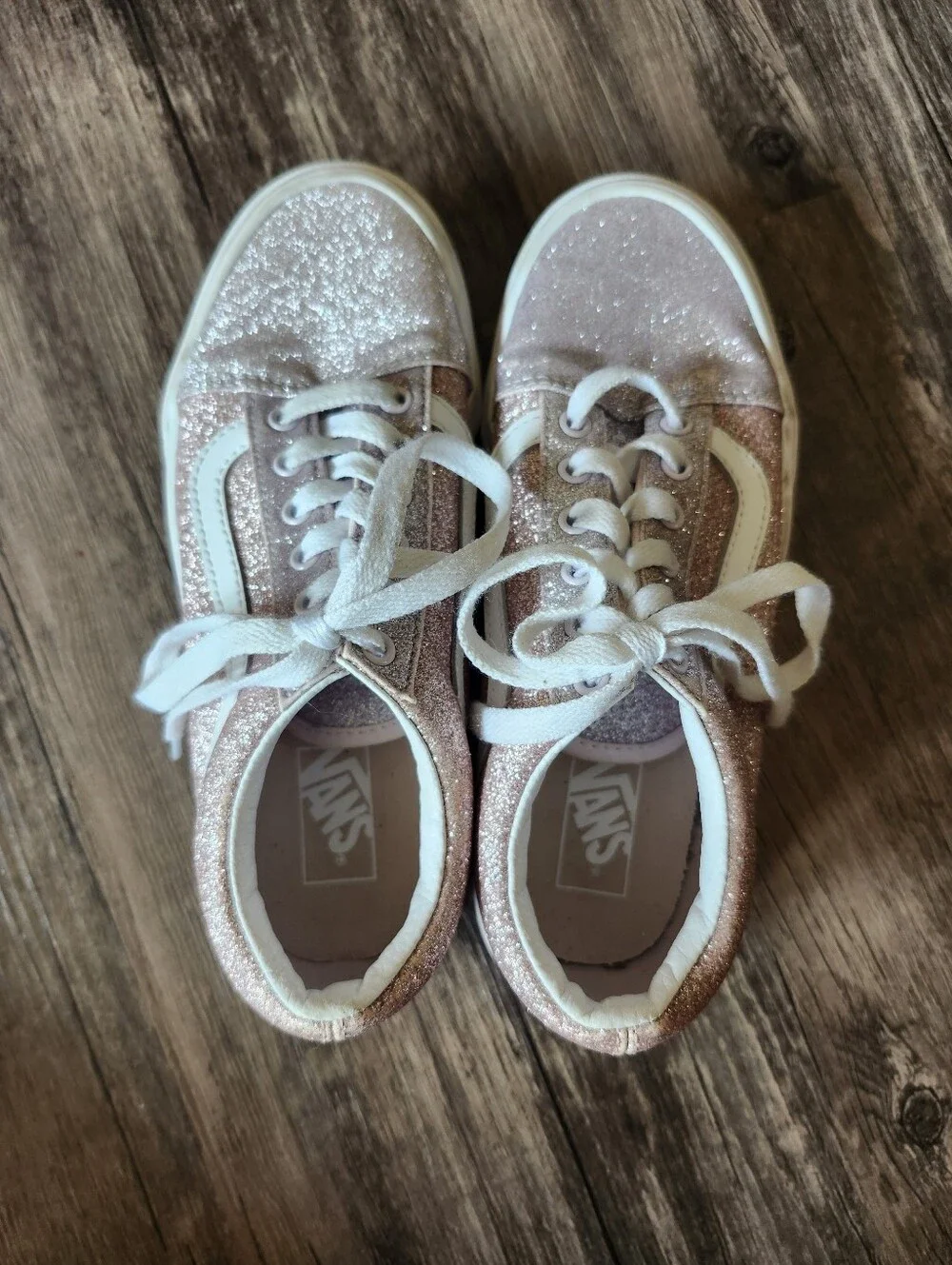 Vans Old Skool Two Toned Glitter Sparkle Pink Low Top Skate Sneakers